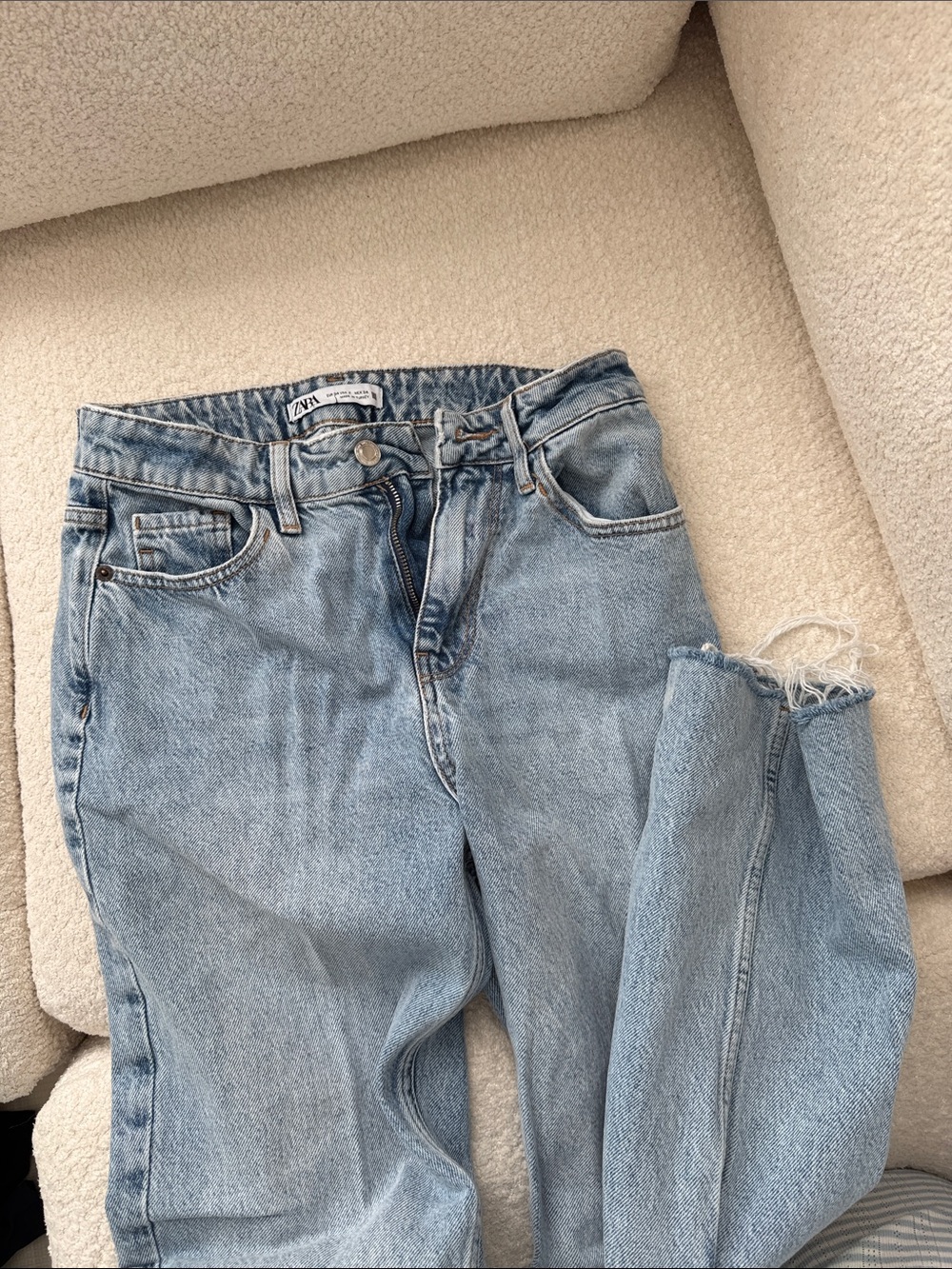 Zara faded light blue straight leg jeans